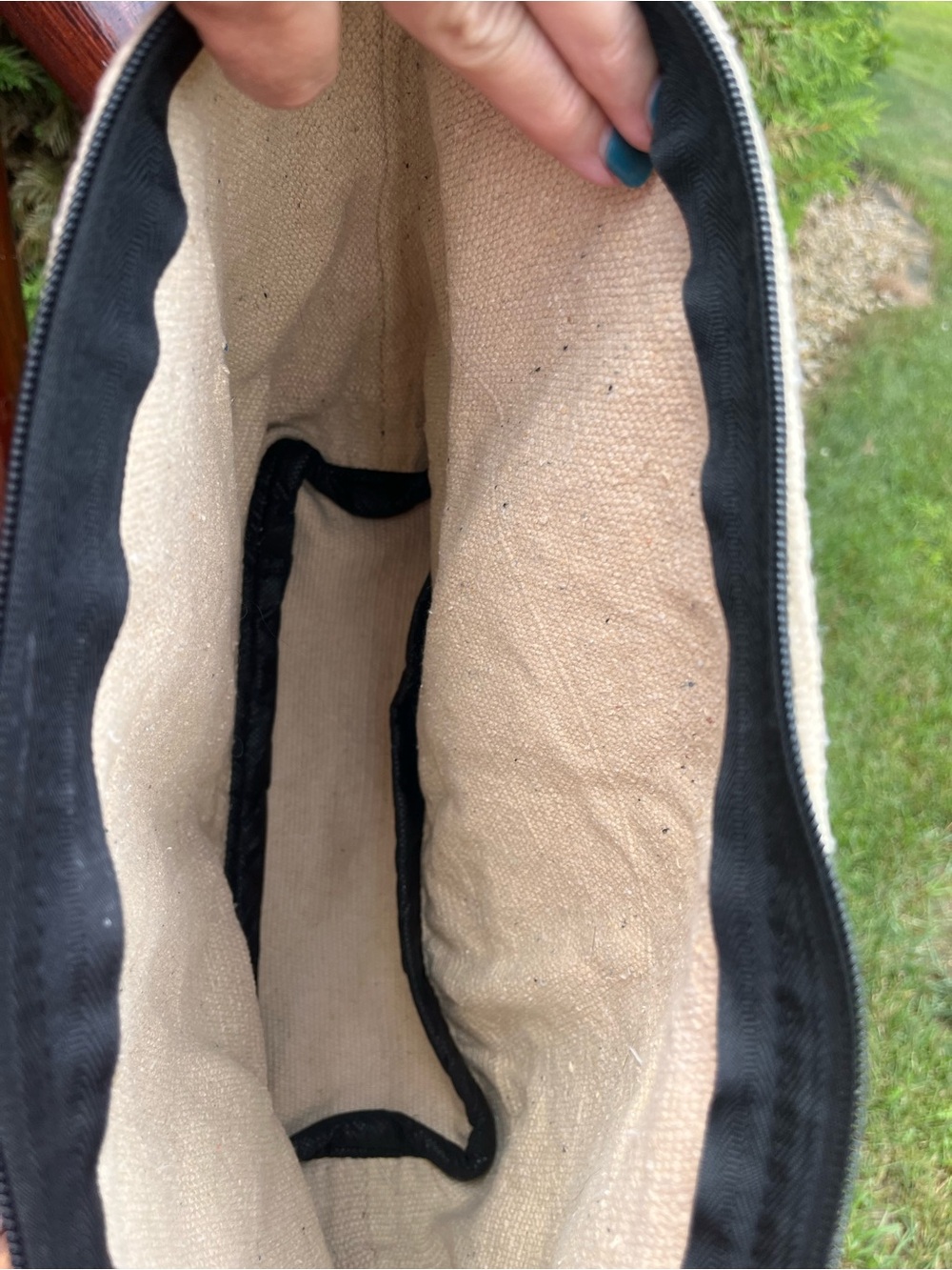 Running Horses Southwest Canvas Crossbody Bag in Blue and Tan - Picture 6 of 7